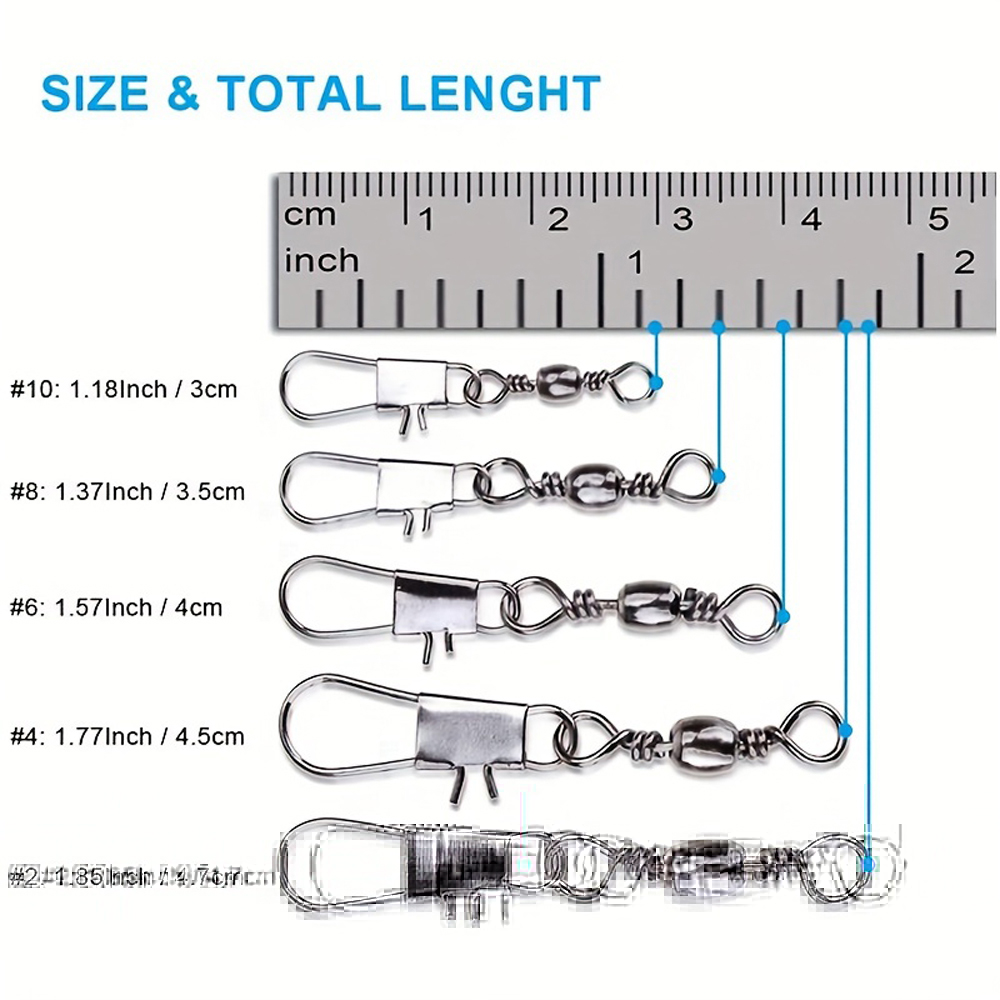 100Pcs/Lot 4#6#8#10#12# Swivel - Fishing Equipment Tackle บทวิจารณ์และราคา