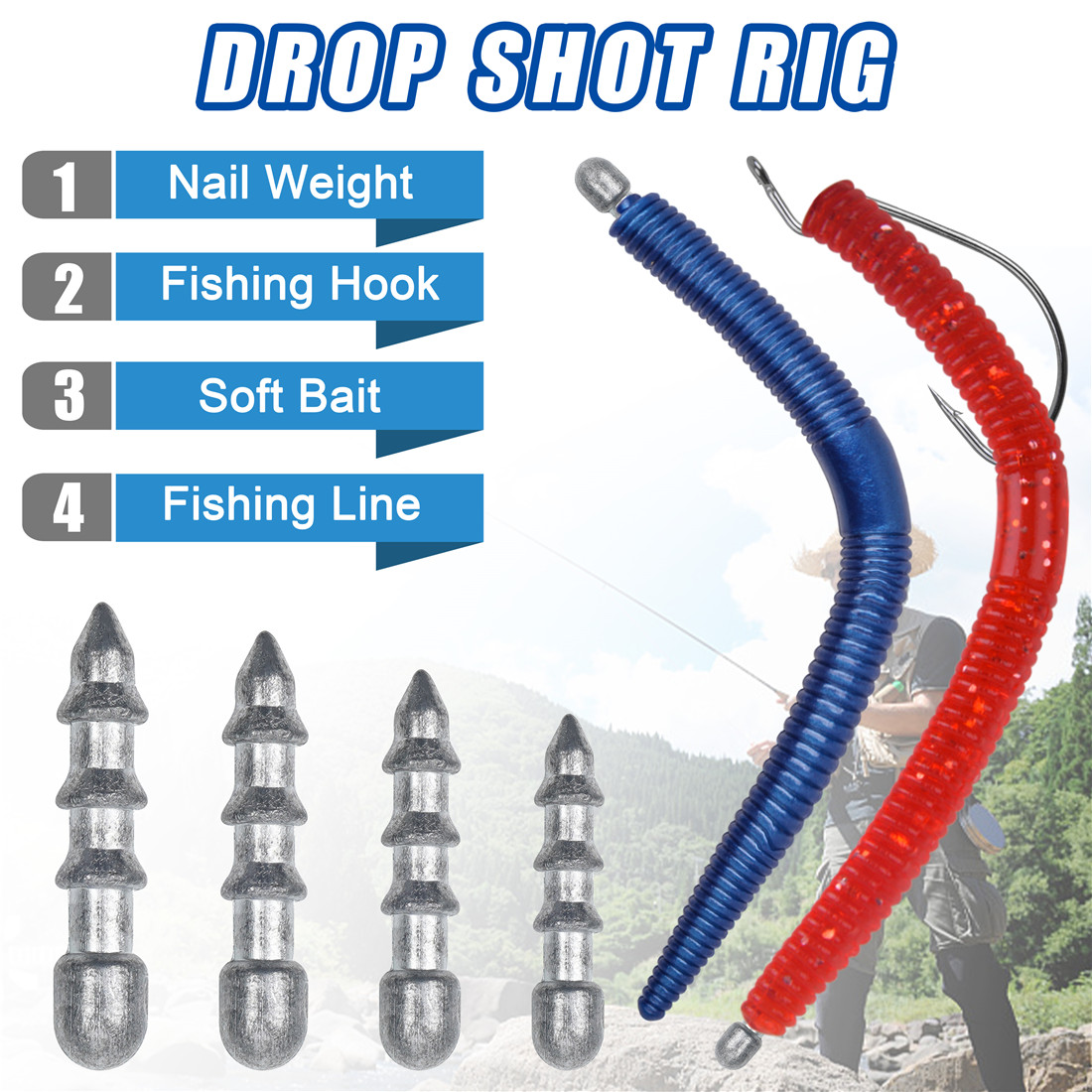60PCS Nail weights Worm Fishin - Fishing Equipment Tackle บทวิจารณ์และราคา