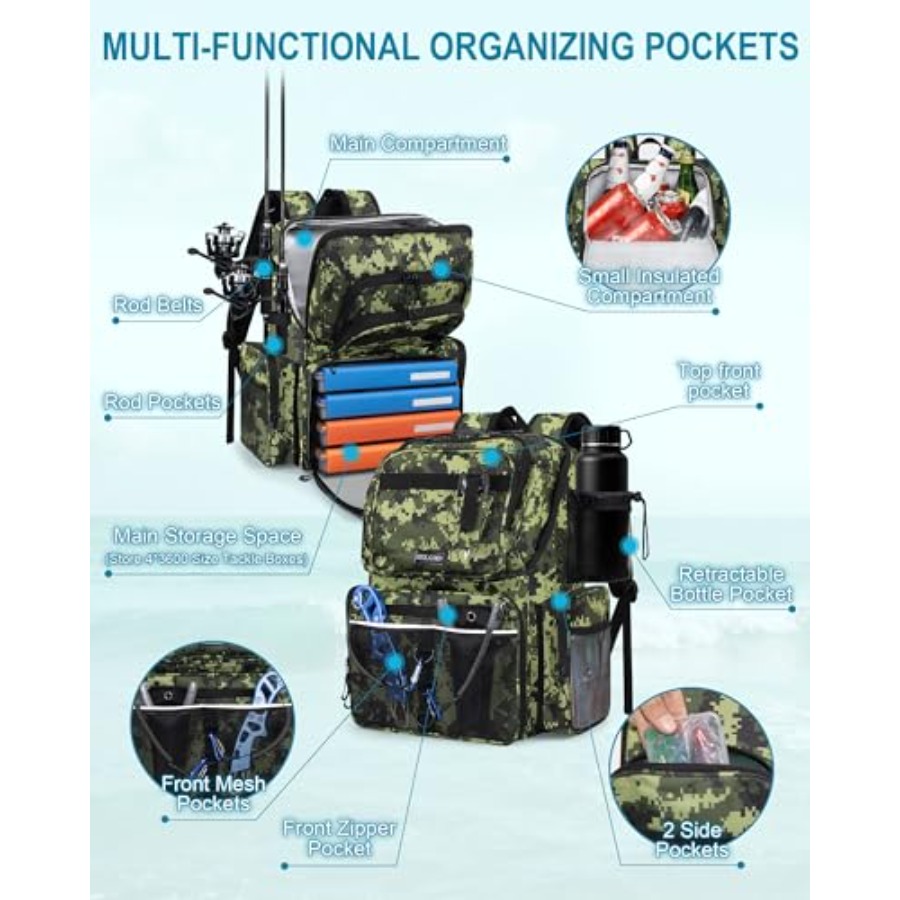 Fishing Backpack with Rod Hold - Fishing Equipment In บทวิจารณ์และราคา